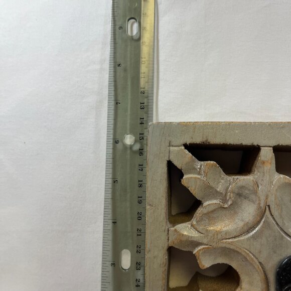 HAND CARVED INDIA WOODEN WALL HOOK WITH WROUGHT IRON DECORATIVE CLOSET COAT - Picture 6 of 7